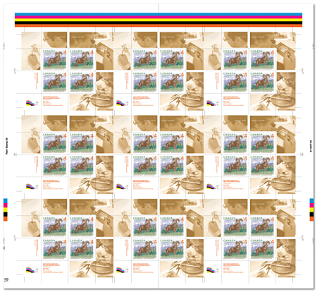 Planche non coupée de 9 feuillets de 4 timbres 